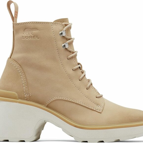 Sorel Women's Hi Line Lace Up Lug Combat Boot- Ceramic Chalk- NEW - Picture 2 of 5